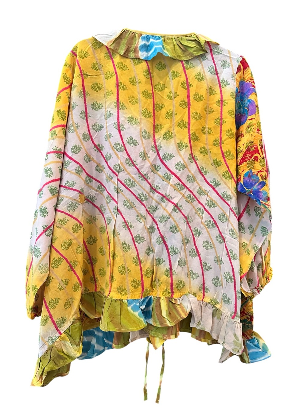 Kantha Bae Tie Dyed Crepe/Silk Ruffled Daisy Blouse Sz 00-22/24 NWOT - Picture 2 of 6